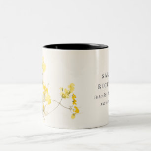 Rustikale Gelbe Wildblume Boho Floral Zweifarbige Tasse