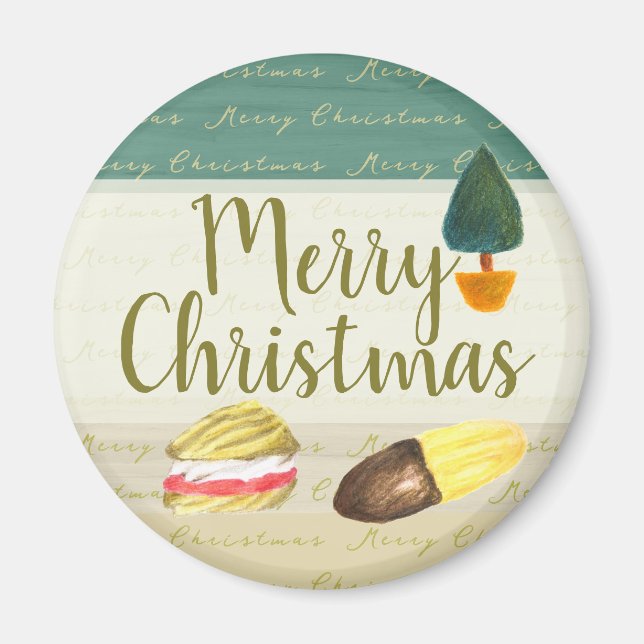 Rustikale gemütliche Kekse Weihnachtsmagnet Magnet (Vorne)