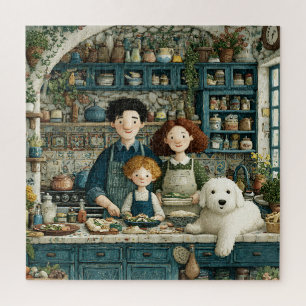 Rustikale gemütliche Kochszene mit Hund Puzzle