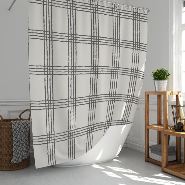 Rustikale Geometrie Moderne Minimalistische Karier Duschvorhang (Rustic Geometric Modern Minimalist Plaid Shower Curtain)