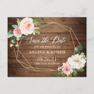 Rustikale geometrische Romantik Save the Date Ankündigungspostkarte