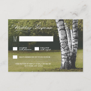 Rustikale, gepflasterte Birch Tree Hochzeitskarten RSVP Karte