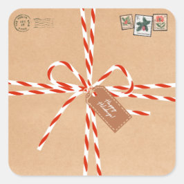 Rustikale Geschenkaufkleber - Zuckerstangen & Stem Quadratischer Aufkleber