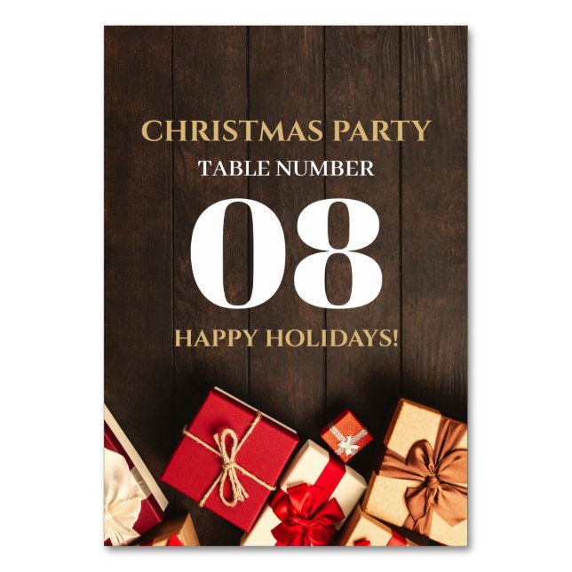 Rustikale Geschenkboxen, Weihnachten Tischnummer (Vorderseite)