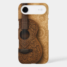 Rustikale geschnitzte Holz-Mandala-Akustikgitarre