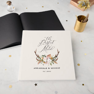 Rustikale Geweih-Blumen-Hochzeit-Boho-Wald-Gast B Gästebuch