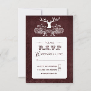 Rustikale Geweihhirsch-Winter-Wald-Hochzeit RSVP Karte