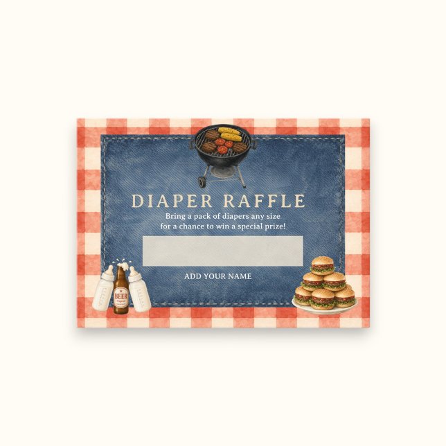 Rustikale Gingham-BBQ-Baby-Shower-Raffle-Karten Begleitkarte (Von Creator hochgeladen)