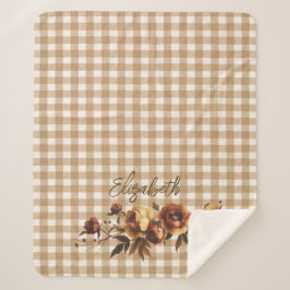 Rustikale Gingham Fall-Rose Personalisiert Sherpadecke