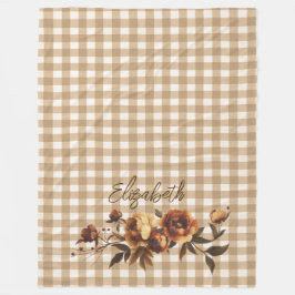 Rustikale Gingham HerbstRose Personalisiert Fleecedecke