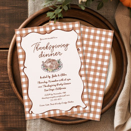 Rustikale Gingham-Thanksgiving-Einladung zum Abend Einladung