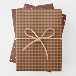 Rustikale Gingham und Polka Dots Geschenkpapier Set