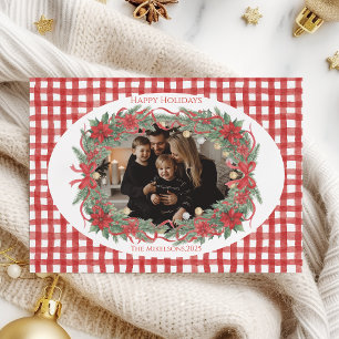 Rustikale Gingham-Weihnachtsstern-Foto-Weihnachten Feiertagskarte
