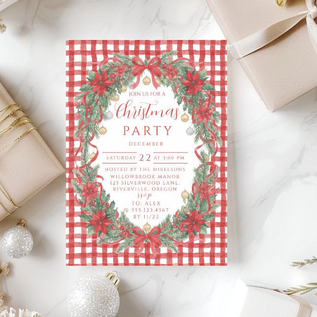 Rustikale Gingham-Weihnachtsstern-Weihnachten Einladung (Von Creator hochgeladen)