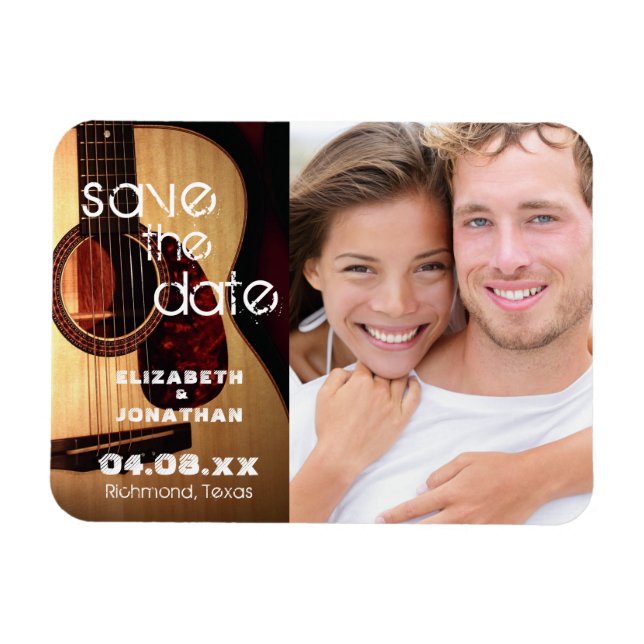 Rustikale Gitarrenmusik Land Modern Save the Date Magnet (Horizontal)