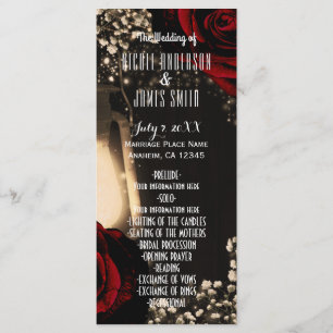 Rustikale Glanzlaterne & Rote Rosen Hochzeitsprogr Programm