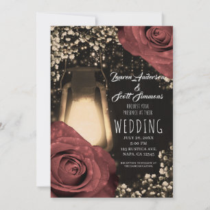 Rustikale Glanzlaterne Warm Rost Rosen Hochzeit Ei Einladung