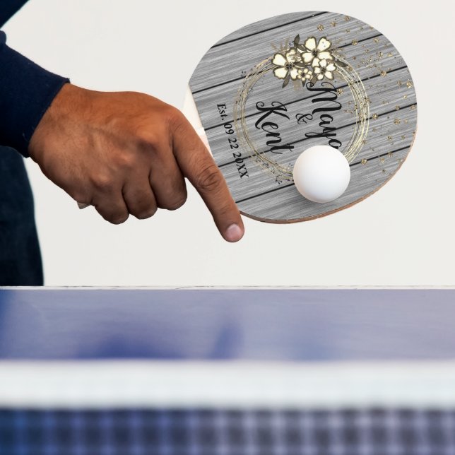 Rustikale Glitzer-Hochzeit Tischtennis Schläger (InSitu)