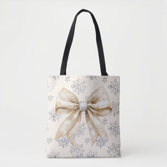 Rustikale Glitzy Cream Bows Weihnachten (Vorderseite)