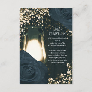 Rustikale Glow-Laterne Blaue Schwarze Rosen Hochze Begleitkarte