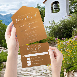 Rustikale Gold Boho-Hochzeit im Herbst All In One Einladung