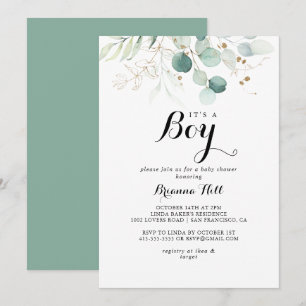 Rustikale Gold Floral Es ist eine Baby-Dusche Einladung
