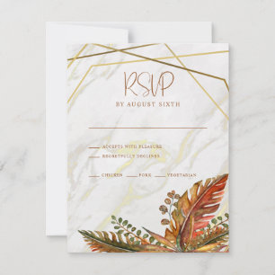 Rustikale Gold Frame Herbstblatt-Hochzeitkarte RSV RSVP Karte