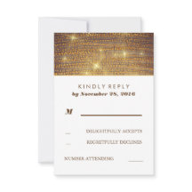 Rustikale Gold Glitzer Confetti Wedding RSVP Cards
