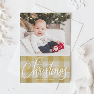 Rustikale Gold-Karierte Frohe Weihnachten Foto