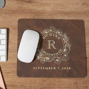 Rustikale Gold-Monogramm-Trauzeuge Mousepad