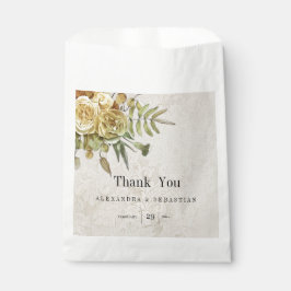 Rustikale Gold-Rose auf Damaskadenhochzeit Geschenktütchen