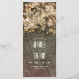 Rustikale Gold String Lights Hochzeitsprogramme Programm