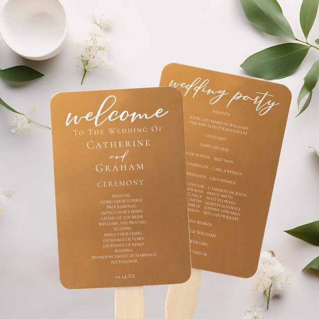 Rustikale Gold-Typografie-Chic-Hochzeitsprogramm Fächer (Von Creator hochgeladen)