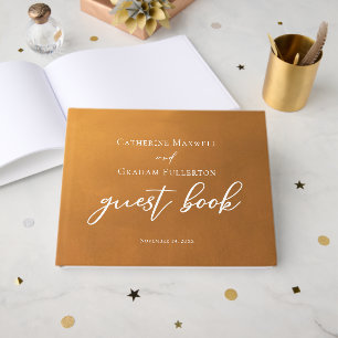 Rustikale Gold-Typografie Erdtöne Herbst-Hochzeit Gästebuch