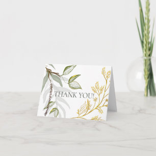 Rustikale Gold- und Sage-Grünfolien Dankeskarte