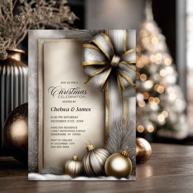 Rustikale Gold- und Silberbogen-Weihnachtsfeier Einladung (Von Creator hochgeladen)