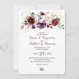 Rustikale Goldburgunder Wein Blütenblumenhochzeit Einladung