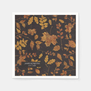 Rustikale goldene Blätter Herbst Hochzeit Serviette