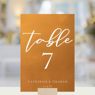 Rustikale goldene bohemian Hochzeit Tischnummer
