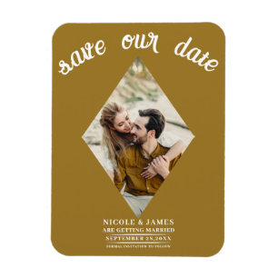 Rustikale Goldene Foto-Hochzeit Vormerkung Magnet
