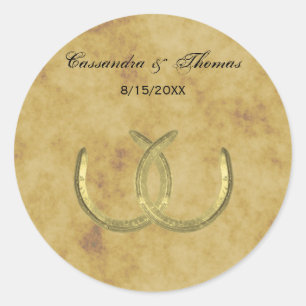 Rustikale Goldene Hufeisen Silver Whit Umschlag Au Runder Aufkleber