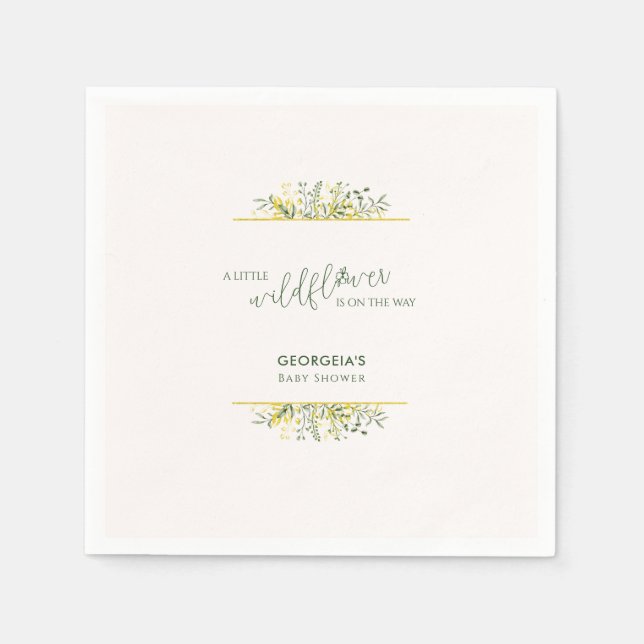 Rustikale goldene Rahmen-Wildblumen-Baby-Shower Serviette (Vorderseite)
