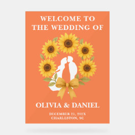 Rustikale Goldene Sonnenblume Hochzeit im Herbst W Acrylschild