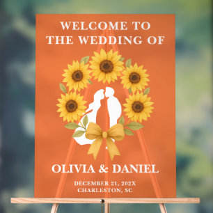 Rustikale Goldene Sonnenblume Hochzeit im Herbst W Acrylschild