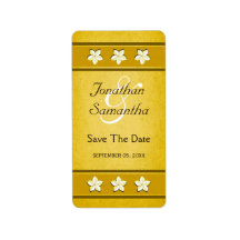 Rustikale Goldflorale Save the Date Weinmarken