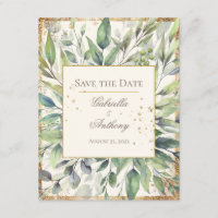 Rustikale goldgrüne Wasserfarbe Save the Date