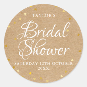 Rustikale Goldherzen Konfetti Brautparty Gunst Runder Aufkleber