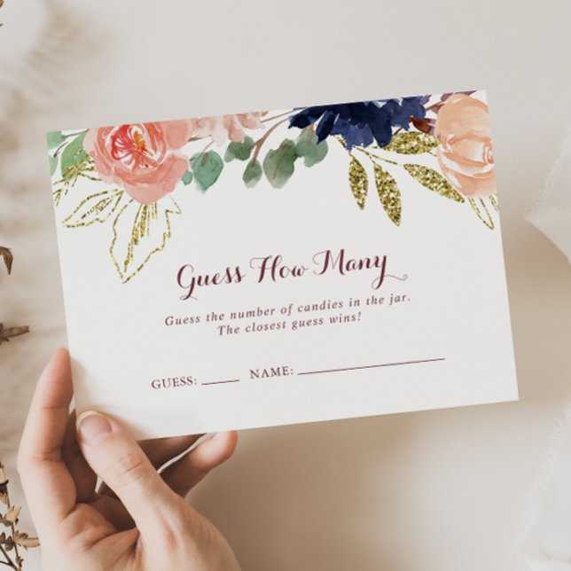 Rustikale Goldkalligraphie schätzt wie viele Spiel Visitenkarte (Von Creator hochgeladen)