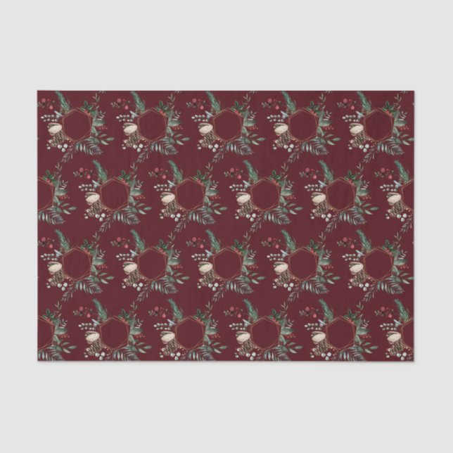 Rustikale Goldrahmen Berry Pinecone Weinroute Mend Seidenpapier (Vorderseite)