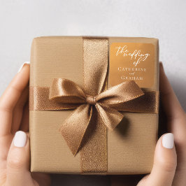 Rustikale Goldtypografie Einfache Hochzeit im Herb Quadratischer Aufkleber